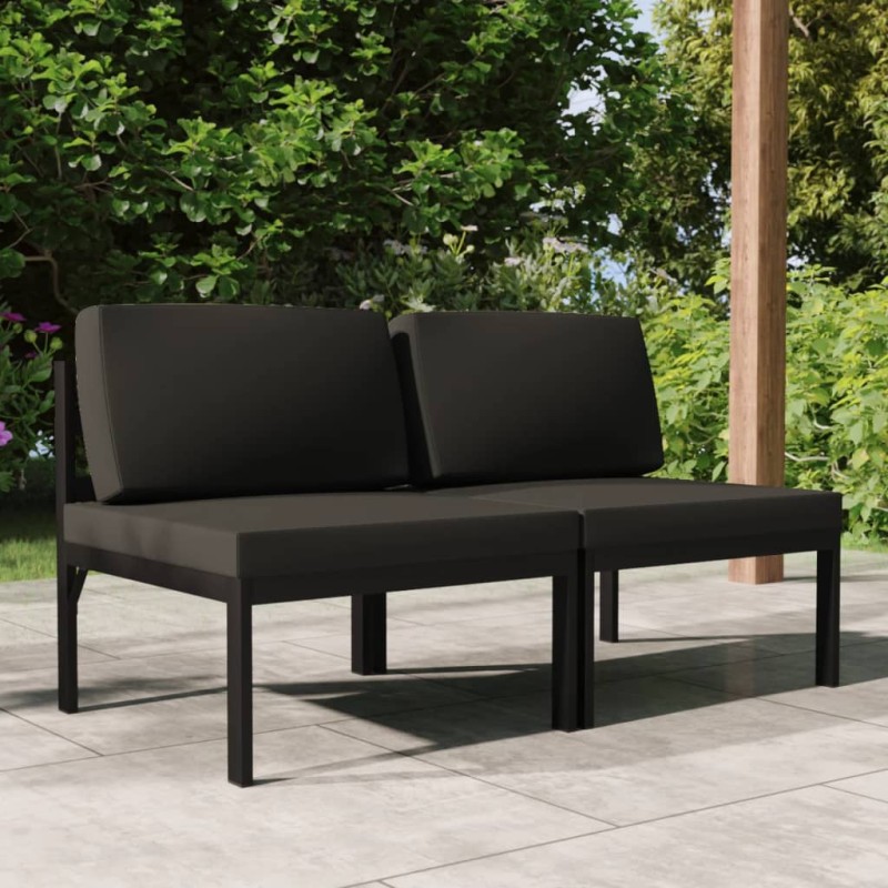 vidaXL Sofá de jardín de 2 plazas con cojines aluminio gris antracita vidaXL Sofá de jardín de 2 plazas con cojines aluminio gris antracita