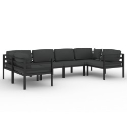 vidaXL Set muebles de jardín 6 pzas y cojines aluminio gris antracita