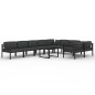 vidaXL Set muebles de jardín 10 pzas y cojines aluminio gris antracita vidaXL Set muebles de jardín 10 pzas y cojines aluminio gris antracita
