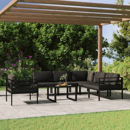 vidaXL Set muebles de jardín 7 pzas y cojines aluminio gris antracita