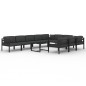 vidaXL Set muebles de jardín 11 pzas y cojines aluminio gris antracita vidaXL Set muebles de jardín 11 pzas y cojines aluminio gris antracita