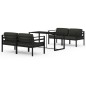 vidaXL Set muebles de jardín 5 pzas y cojines aluminio gris antracita vidaXL Set muebles de jardín 5 pzas y cojines aluminio gris antracita