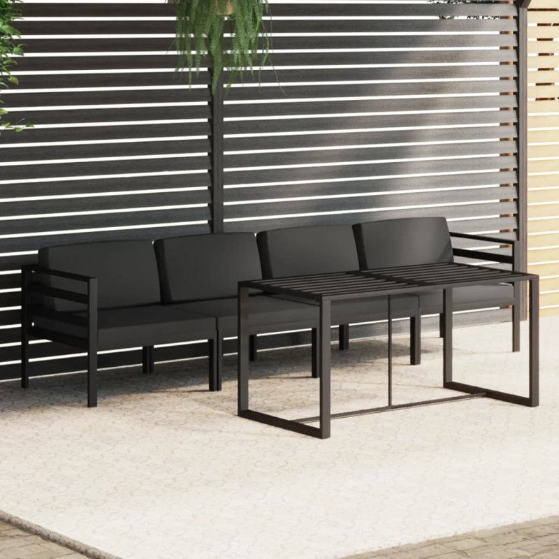 vidaXL Set muebles de jardín 5 pzas y cojines aluminio gris antracita vidaXL Set muebles de jardín 5 pzas y cojines aluminio gris antracita