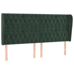 vidaXL Cabecero con orejas de terciopelo verde oscuro 203x23x118/128cm