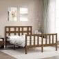 vidaXL Estructura de cama matrimonio con cabecero madera marrón miel