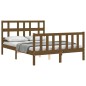 vidaXL Estructura de cama matrimonio con cabecero madera marrón miel