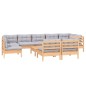 vidaXL Juego de muebles de jardín 10 pzas y cojines madera maciza pino vidaXL Juego de muebles de jardín 10 pzas y cojines madera maciza pino