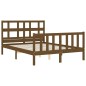 vidaXL Estructura de cama matrimonio con cabecero madera marrón miel
