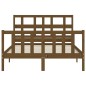vidaXL Estructura de cama matrimonio con cabecero madera marrón miel