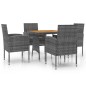 vidaXL Juego de comedor de jardín 5 piezas ratán sintético gris vidaXL Juego de comedor de jardín 5 piezas ratán sintético gris