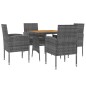 vidaXL Juego de comedor de jardín 5 piezas ratán sintético gris vidaXL Juego de comedor de jardín 5 piezas ratán sintético gris