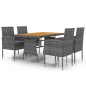 vidaXL Juego de comedor de jardín 5 piezas ratán sintético gris vidaXL Juego de comedor de jardín 5 piezas ratán sintético gris