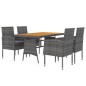 vidaXL Juego de comedor de jardín 5 piezas ratán sintético gris vidaXL Juego de comedor de jardín 5 piezas ratán sintético gris