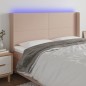 vidaXL Cabecero con LED cuero sintético capuchino 183x16x118/128cm vidaXL Cabecero con LED cuero sintético capuchino 183x16x118/128cm