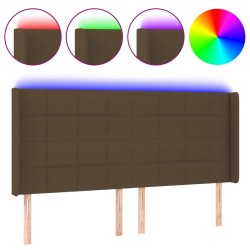 vidaXL Cabecero con LED de tela marrón oscuro 183x16x118/128 cm