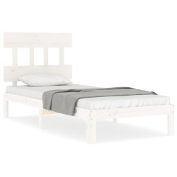 vidaXL Estructura de cama con cabecero madera maciza blanco 90x200 cm