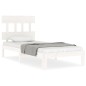 vidaXL Estructura de cama con cabecero madera maciza blanco 90x200 cm vidaXL Estructura de cama con cabecero madera maciza blanco 90x200 cm
