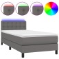 vidaXL Cama box spring y colchón LED cuero sintético gris 90x200 cm vidaXL Cama box spring y colchón LED cuero sintético gris 90x200 cm
