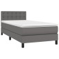 vidaXL Cama box spring y colchón LED cuero sintético gris 90x200 cm vidaXL Cama box spring y colchón LED cuero sintético gris 90x200 cm