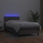 vidaXL Cama box spring y colchón LED cuero sintético gris 90x200 cm vidaXL Cama box spring y colchón LED cuero sintético gris 90x200 cm