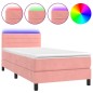 vidaXL Cama box spring colchón y LED terciopelo rosa 100x200 cm vidaXL Cama box spring colchón y LED terciopelo rosa 100x200 cm