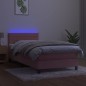 vidaXL Cama box spring colchón y LED terciopelo rosa 100x200 cm vidaXL Cama box spring colchón y LED terciopelo rosa 100x200 cm