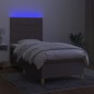 vidaXL Cama box spring colchón y luces LED tela gris taupe 90x200 cm vidaXL Cama box spring colchón y luces LED tela gris taupe 90x200 cm