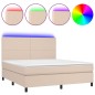 vidaXL Cama box spring colchón LED cuero sintético capuchino 180x200cm vidaXL Cama box spring colchón LED cuero sintético capuchino 180x200cm