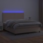vidaXL Cama box spring colchón LED cuero sintético capuchino 180x200cm vidaXL Cama box spring colchón LED cuero sintético capuchino 180x200cm