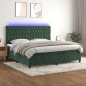 vidaXL Cama box spring colchón y LED terciopelo verde oscuro 200x200cm