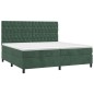 vidaXL Cama box spring colchón y LED terciopelo verde oscuro 200x200cm