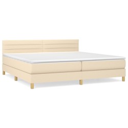 vidaXL Cama box spring con colchón tela color crema 200x200 cm