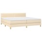 vidaXL Cama box spring con colchón tela color crema 200x200 cm vidaXL Cama box spring con colchón tela color crema 200x200 cm