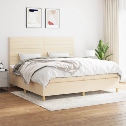 vidaXL Cama box spring con colchón tela color crema 200x200 cm
