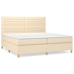 vidaXL Cama box spring con colchón tela color crema 200x200 cm