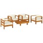 vidaXL Muebles de jardín madera maciza 5 pzas con cojines blanco crema vidaXL Muebles de jardín madera maciza 5 pzas con cojines blanco crema