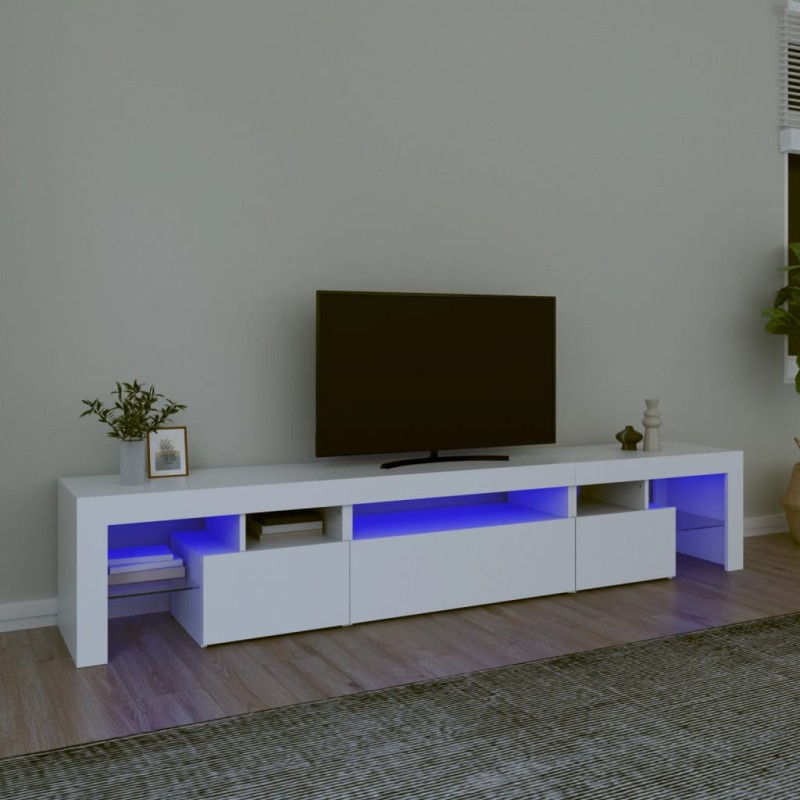 vidaXL Mueble de TV con luces LED blanco 215x36,5x40 cm vidaXL Mueble de TV con luces LED blanco 215x36,5x40 cm