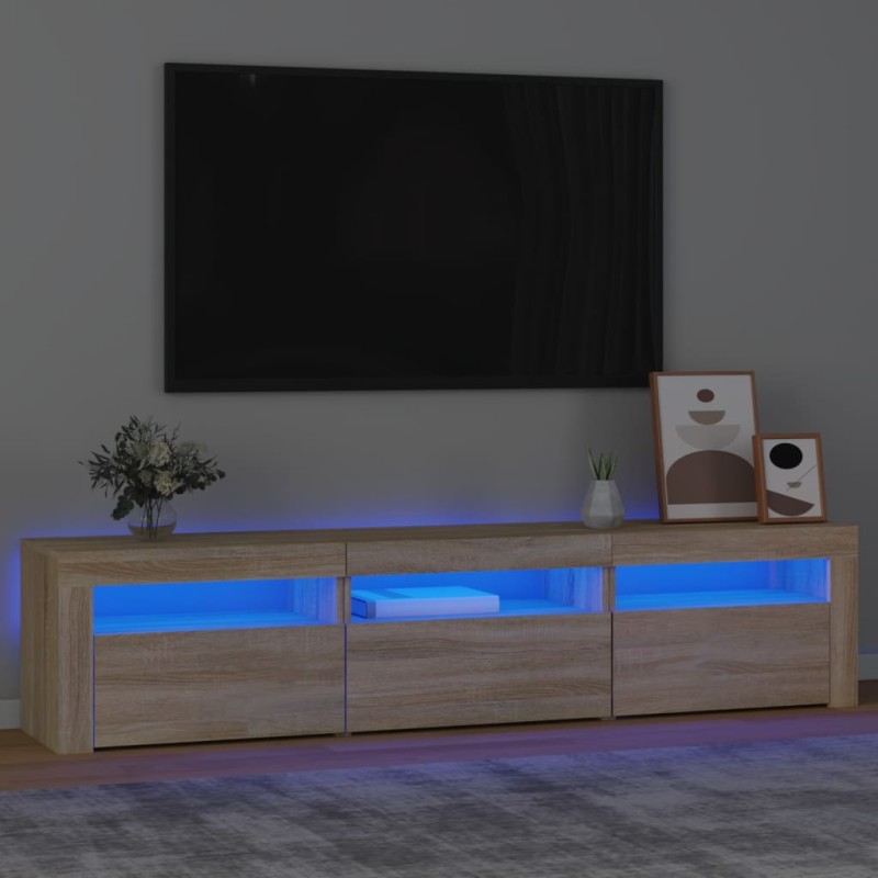 vidaXL Mueble de TV con luces LED roble Sonoma 180x35x40 cm vidaXL Mueble de TV con luces LED roble Sonoma 180x35x40 cm