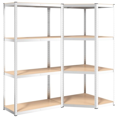 vidaXL Estantería 4 niveles 2 uds acero madera contrachapada plateado