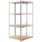 vidaXL Estantería 4 niveles 2 uds acero madera contrachapada plateado