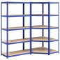 vidaXL Estantería 5 niveles 2 uds acero y madera contrachapada azul vidaXL Estantería 5 niveles 2 uds acero y madera contrachapada azul