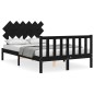 vidaXL Estructura cama de matrimonio con cabecero madera maciza negro vidaXL Estructura cama de matrimonio con cabecero madera maciza negro