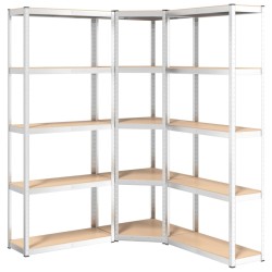 vidaXL Estantería 5 niveles 3 uds acero madera contrachapada plateado
