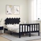 vidaXL Estructura cama de matrimonio con cabecero madera maciza negro vidaXL Estructura cama de matrimonio con cabecero madera maciza negro