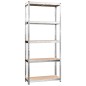 vidaXL Estantería 5 niveles 3 uds acero madera contrachapada plateado vidaXL Estantería 5 niveles 3 uds acero madera contrachapada plateado