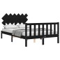 vidaXL Estructura cama de matrimonio con cabecero madera maciza negro vidaXL Estructura cama de matrimonio con cabecero madera maciza negro