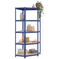vidaXL Estantería 5 niveles 2 uds acero y madera contrachapada azul