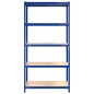 vidaXL Estantería 5 niveles 2 uds acero y madera contrachapada azul