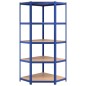 vidaXL Estantería 5 niveles 2 uds acero y madera contrachapada azul