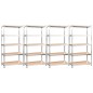 vidaXL Estantería 5 niveles 4 uds acero madera contrachapada plateado